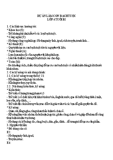 Giáo án Steam Mầm non Lớp Chồi - Đề tài: Dự án Làm con Bạch tuộc