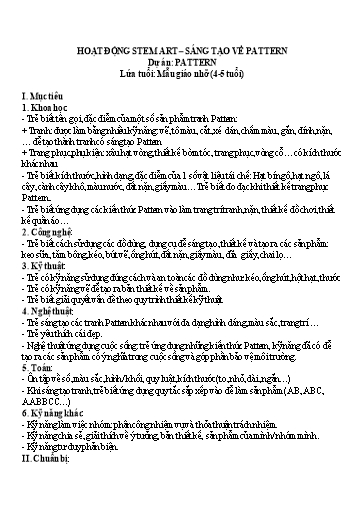 Giáo án Steam Mầm non Lớp Chồi - Đề tài: Dự án Pattern