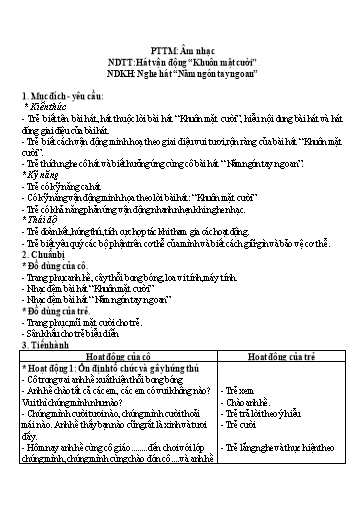 Giáo án Steam Mầm non Lớp Chồi - Đề tài: Hát vận động Khuôn mặt cười. Nghe hát: Năm ngón tay ngoan