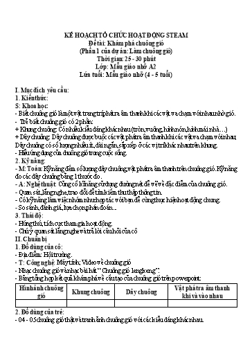 Giáo án Steam Mầm non Lớp Chồi - Đề tài: Khám phá chuông gió (Phần 1+2)