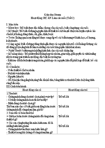 Giáo án Steam Mầm non Lớp Chồi - Đề tài: Làm cái cuốc (Tiết 2)