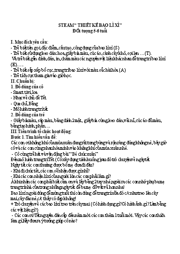 Giáo án Steam Mầm non Lớp Lá - Đề tài: Thiết kế bao lì xì