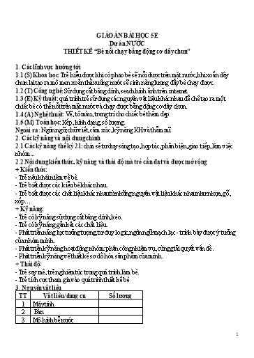 Giáo án Steam Mầm non Lớp Lá - Đề tài: Thiết kế Bè nổi chạy bằng động cơ dây chun