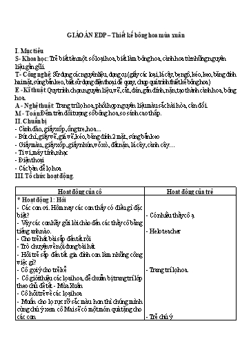 Giáo án Steam Mầm non Lớp Lá - Đề tài: Thiết kế bông hoa mùa xuân (EDP)