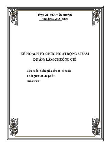 Giáo án Steam Mầm non Lớp Lá - Dự án: Làm chuông gió