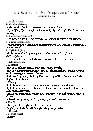 Giáo án Steam Mầm non Lớp Mầm - Đề tài: Thuyền buồm di chuyển dưới nước