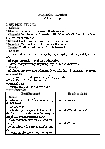 Giáo án Steam Mầm non Lớp Mầm - Đề tài: Vẽ tô màu con gà. Hoạt động: Tạo hình