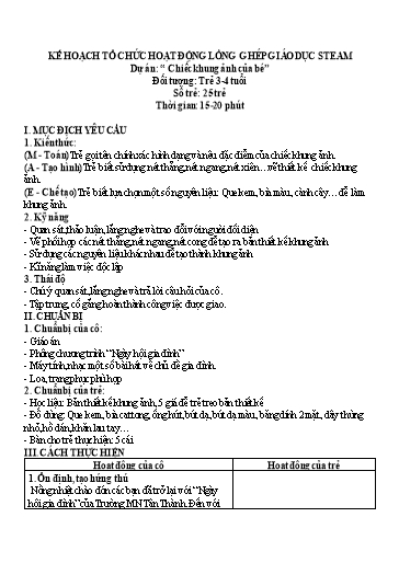 Giáo án Steam Mầm non Lớp Mầm - Dự án: Chiếc khung ảnh của bé