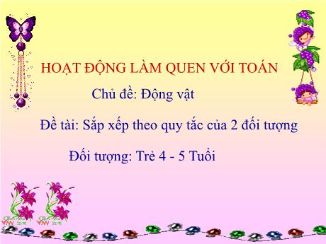 Bài giảng Steam Mầm non Lớp Chồi - Chủ đề: Động vật - Đề tài: Sắp xếp theo quy tắc của 2 đối tượng - Trường Mầm non 1-6