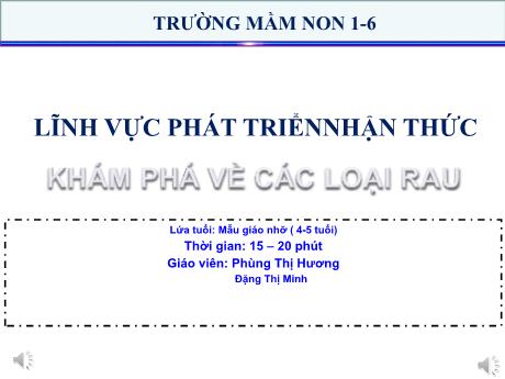 Bài giảng Steam Mầm non Lớp Chồi - Đề tài: Khám phá về các loại rau - Phùng Thị Hương