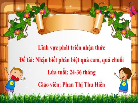 Bài giảng Steam Mầm non Lớp Nhà trẻ - Đề tài: Nhận biết phân biệt quả cam, quả chuối - Phan Thị Thu Hiền