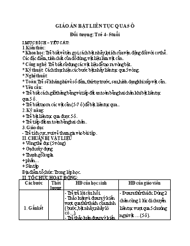 Giáo án Steam Mầm non Lớp Chồi - Đề tài: Bật liên tục qua 5 ô - Trường Mầm non 1-6