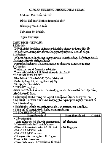 Giáo án Steam Mầm non Lớp Chồi - Đề tài: Thể dục “Bò theo đường zích zắc” - Trường Mầm non 1-6