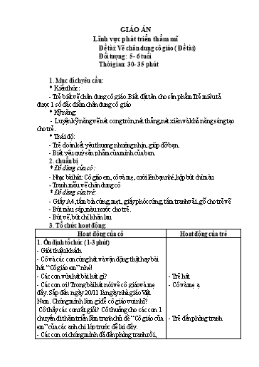 Giáo án Steam Mầm non Lớp Lá - Đề tài: Vẽ chân dung cô giáo - Trường Mầm non 1-6