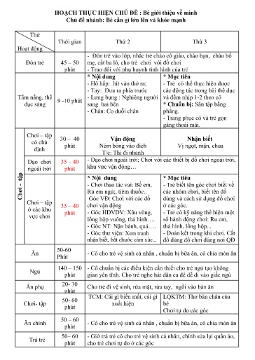 Kế hoạch giáo dục Steam Mầm non Lớp Nhà trẻ - Chủ đề: Bé giới thiệu về mình - Tuần 8, Chủ đề nhánh: Bé cần gì lớn lên và khỏe mạnh - Năm học 2024-2025 - Nguyễn Thị Hải